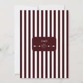 Ivory Deep Burgundy Stripes Gold Floral Wedding Kaart (Achterkant)