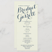 Ivory Designer Tekst Trouwprogramma Programmakaart (Voorkant / Achterkant)