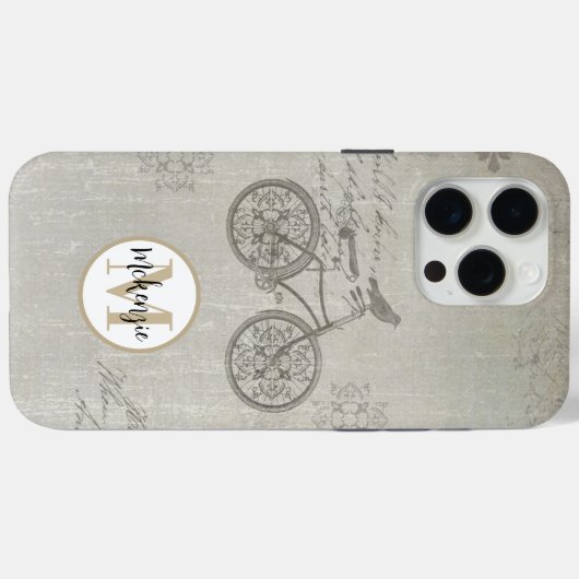 Ivory Distress  Damask Monogram Case-Mate iPhone Case (Achterkant (horizontaal))