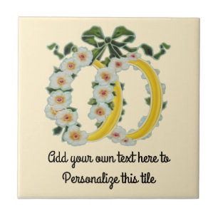 Ivory Double Rings & Flowers Repro Antiek Tegeltje