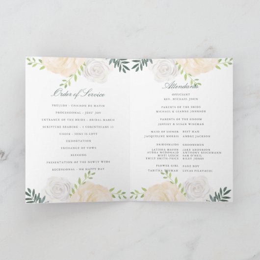 Ivory Dreams Wedding Folded Booklet Programma (Binnen)