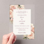 Ivory dusty rose florals luxury wedding acryl uitnodigingen (Insitu (Draagbaar))