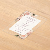 Ivory dusty rose florals luxury wedding acryl uitnodigingen (Laagn)