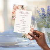 Ivory dusty rose florals luxury wedding acryl uitnodigingen