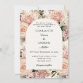 Ivory dusty rose mauve florals wedding arch kaart (Voorkant)