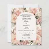 Ivory dusty rose mauve florals wedding invitation (Voorkant)