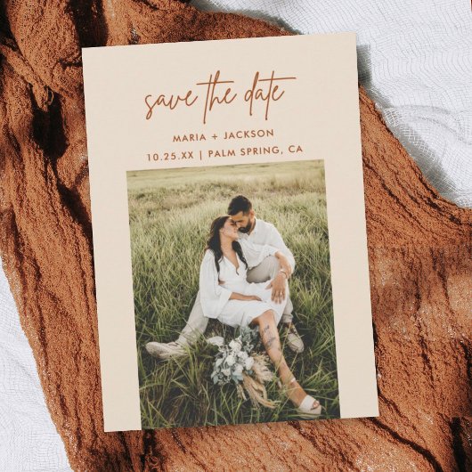 Ivory Earthy Tone foto Save the Dates Cards Bedankkaart