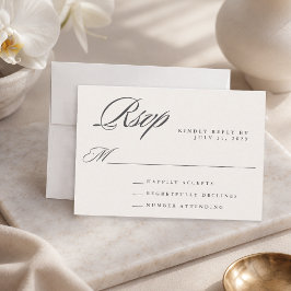 Ivory Eenvoudig Moderne Elegante Trouwdag RSVP Kaartje