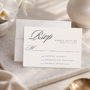 Ivory Eenvoudig Moderne Elegante Trouwdag RSVP Kaartje