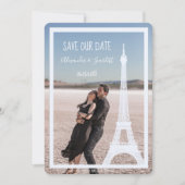 Ivory Eiffel Tower Photo Save Date Aankondiging (Voorkant)