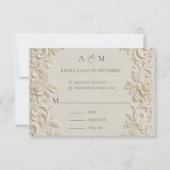 Ivory Elegant Baroque Wedding Response Card RSVP Kaartje (Voorkant)