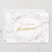 Ivory Elegant Floral Will You Be My Bridesmaid Kaart (Voorkant)