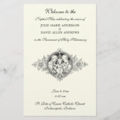 Ivory Elegant Katholieke Weddenschap Programma Sta Briefpapier (Voorkant)