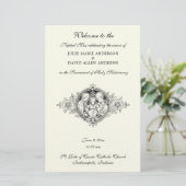 Ivory Elegant Katholieke Weddenschap Programma Sta Briefpapier (Staand voorkant)