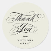 Ivory Elegant Script Afstuderen Bedankt Ronde Sticker (Voorkant)