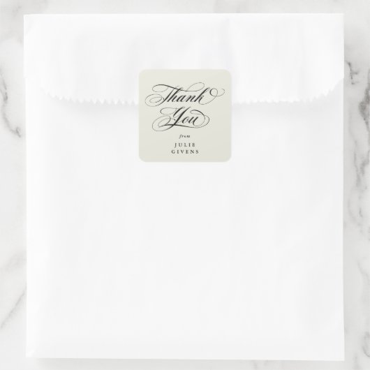 Ivory Elegant Script Afstuderen Bedankt Vierkante Sticker (Tas)