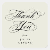 Ivory Elegant Script Afstuderen Bedankt Vierkante Sticker (Voorkant)
