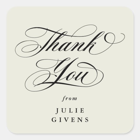 Ivory Elegant Script Afstuderen Bedankt Vierkante Sticker (Voorkant)