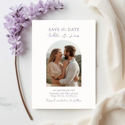 Ivory | Elegant Script Arch Wedding Save the Date