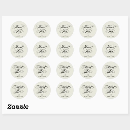 Ivory Elegant Script Wedding Dank u Ronde Sticker (Vel)