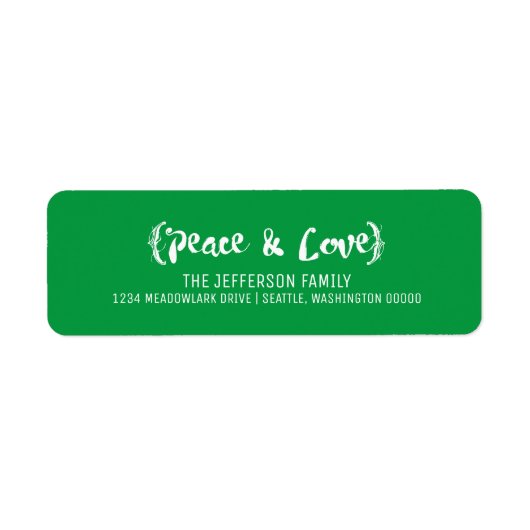 Ivory Elegant Sketted Peace & Love Holiday Etiket (Voorkant)