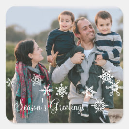 Ivory Elegant Snowflakes Holiday Foto Stickers