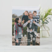 Ivory Elegant Snowflakes Holiday Fotokaart Feestdagenkaart (Staand voorkant)