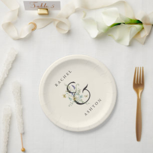 Ivory Elegant Waterverf Wildflower Wedding Papieren Bordje