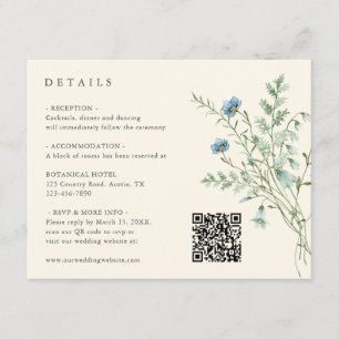 Ivory Elegant Wildflower Wedding Details Informatiekaartje