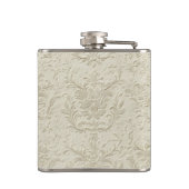 Ivory Embossed Floral Vinyl Wrapped Flask Heupfles (Achterkant)