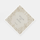 Ivory Embossed Scroll Floral Wedding Napkins Servet (Hoek)