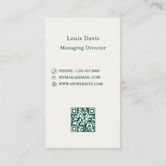 Ivory emerald green modern corporate logo visitekaartje (Achterkant)