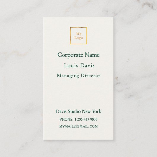 Ivory emerald green modern corporate logo visitekaartje (Voorkant)