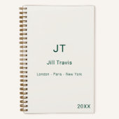 Ivory emerald green modern minimalst luxury notitieboek (Voorkant)
