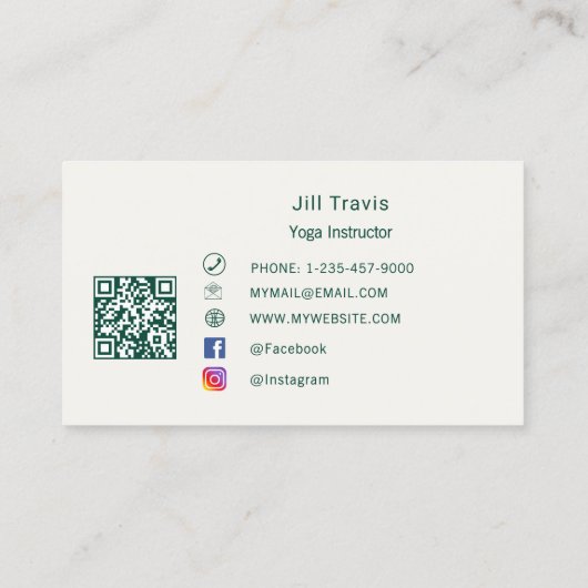 Ivory emerald green modern minimalst visitekaartje (Achterkant)