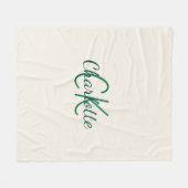 Ivory emerald green monogram fleece deken (Voorkant (Horizontaal))