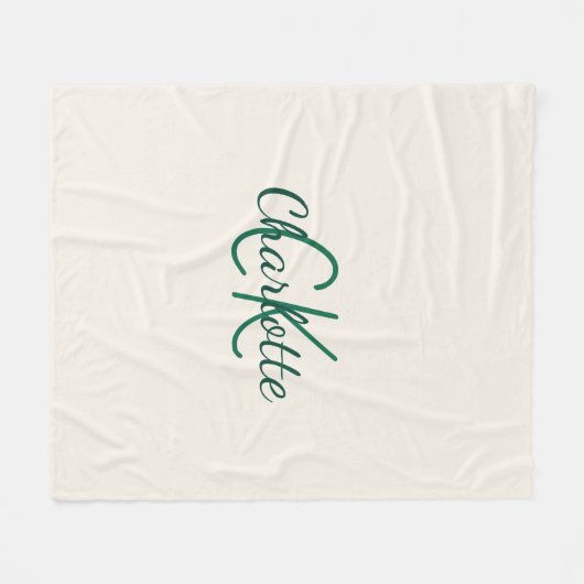 Ivory emerald green monogram fleece deken (Voorkant (Horizontaal))