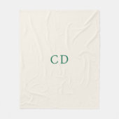 Ivory emerald green monogrammed initials modern fleece deken (Voorkant)