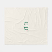 Ivory emerald green monogrammed initials modern fleece deken (Voorkant (Horizontaal))