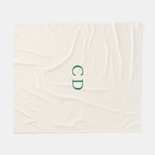 Ivory emerald green monogrammed initials modern fleece deken (Voorkant (Horizontaal))