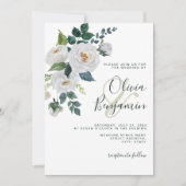 Ivory Emerald Green White Floral Elegant Wedding Kaart (Voorkant)