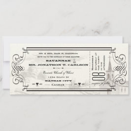 Ivory- en Black Chapel Ticket Wedding-uitnodiginge Kaart