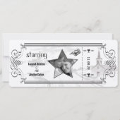 Ivory- en Black Chapel Ticket Wedding-uitnodiginge Kaart (Achterkant)