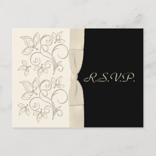 Ivory en Black Floral RSVP Briefkaart