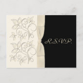 Ivory en Black Floral RSVP Briefkaart (Voorkant)