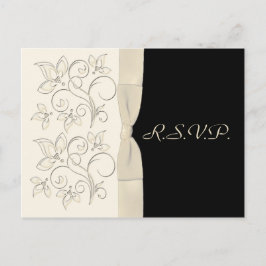 Ivory en Black Floral RSVP Briefkaart