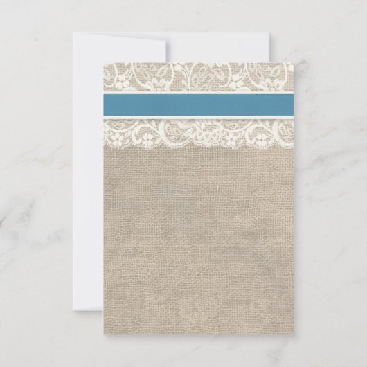 Ivory- en blauwe kant en Burlap look RSVP-kaart RSVP Kaartje (Achterkant)