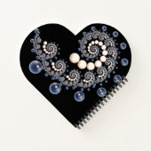 Ivory en Blue Pearl Heart Shaped Spiral Notitieboe Notitieboek (Achterkant)