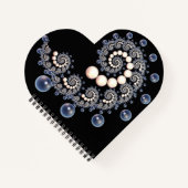 Ivory en Blue Pearl Heart Shaped Spiral Notitieboe Notitieboek (Voorkant)