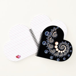 Ivory en Blue Pearl Heart Shaped Spiral Notitieboe Notitieboek